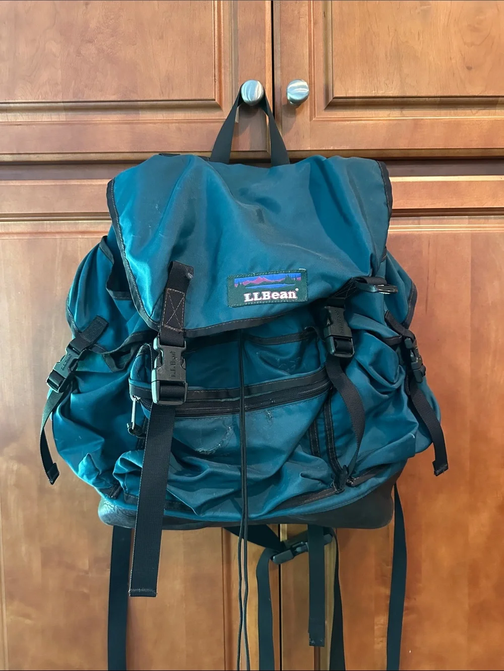 Vintage LL BEAN Rucksack Back Pack Leather Bottom